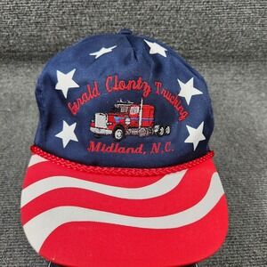 Vintage 90s Trucker Hat Snapback Rope Cap USA Flag AOP Nissun NC Trucking Work